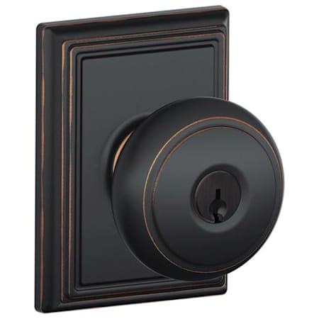 Schlage Andover Keyed Entry Door Knob Set with Decorative Addison Trim Aged Bronze