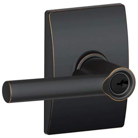 Schlage Broadway Single Cylinder Keyed Entry Door Lever Set with Decorative Century Trim Aged Bronze