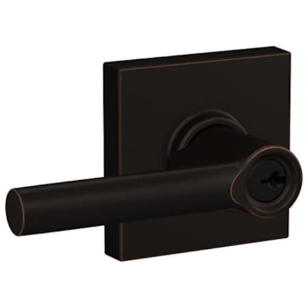 Schlage Broadway Single Cylinder Keyed Entry Door Lever Set with Collins Trim Aged Bronze