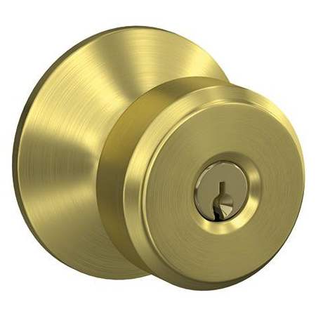 Schlage Bowery Keyed Entry Door Knob Set Satin Brass