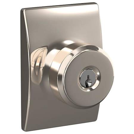Schlage Bowery Single Cylinder Keyed Entry Door Knob Set with Decorative Century Trim Polished Nickel