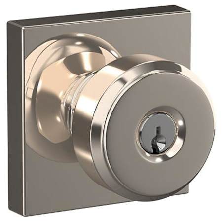Schlage Bowery Single Cylinder Keyed Entry Door Knob Set with Decorative Collins Trim Polished Nickel