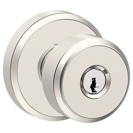 Schlage Bowery Keyed Entry Door Knob Set with Decorative Greyson Trim Polished Nickel