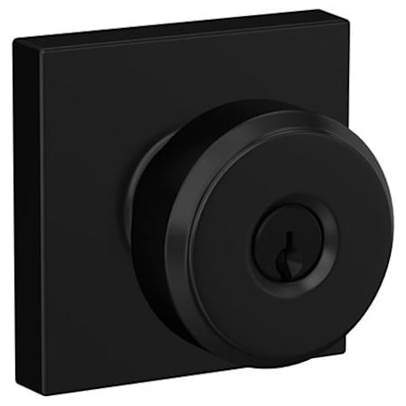 Schlage Bowery Single Cylinder Keyed Entry Door Knob Set with Decorative Collins Trim Matte Black