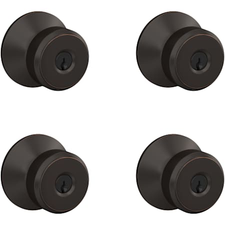 Schlage Bowery Keyed Entry Door Knob Set - Pack of 4 Aged Bronze