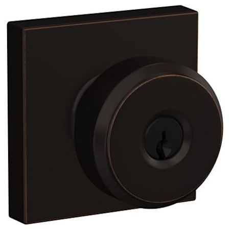 Schlage Bowery Single Cylinder Keyed Entry Door Knob Set with Decorative Collins Trim Aged Bronze