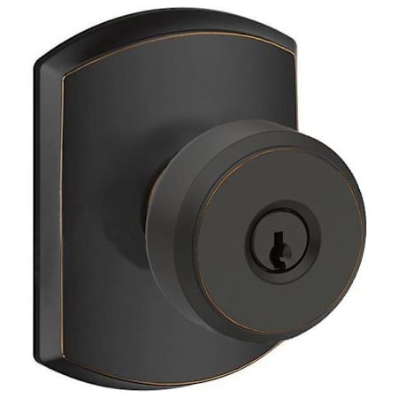 Schlage Bowery Single Cylinder Keyed Entry Door Knob Set with Decorative Greenwich Trim Aged Bronze