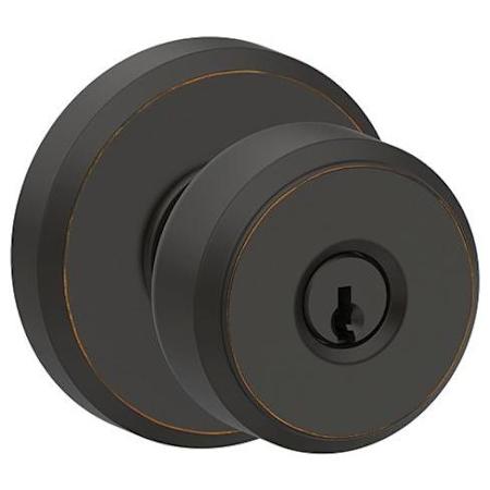 Schlage Bowery Keyed Entry Door Knob Set with Decorative Greyson Trim Aged Bronze