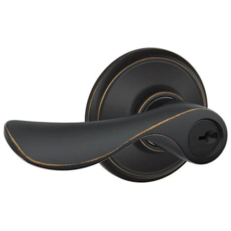 Schlage Champagne Single Cylinder Keyed Entry Door Lever Set Aged Bronze