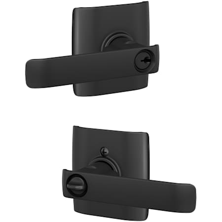 Schlage Custom Clybourn Single Cylinder Keyed Entry Door Lever Set with Dalton Trim Matte Black