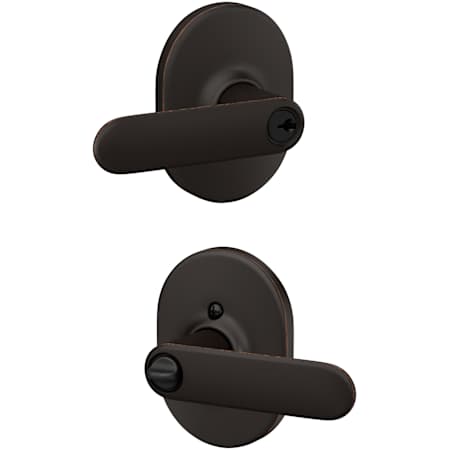 Schlage Davlin Single Cylinder Keyed Entry Door Lever Set with Decorative Remsen Trim Aged Bronze