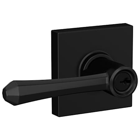 Schlage Dempsey Single Cylinder Keyed Entry Door Lever Set with Collins Trim Matte Black