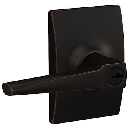 Schlage Eller Single Cylinder Keyed Entry Door Lever Set with Century Trim Aged Bronze