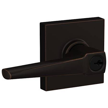 Schlage Eller Single Cylinder Keyed Entry Door Lever Set with Collins Trim Aged Bronze