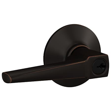 Schlage Eller Single Cylinder Keyed Entry Door Lever Set with Plymouth Trim Aged Bronze