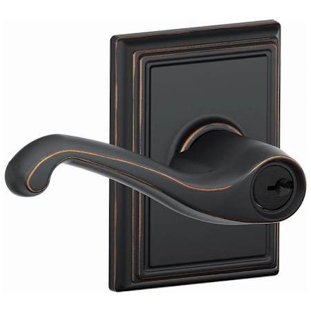 Schlage Flair Single Cylinder Keyed Entry Door Lever Set with Decorative Addison Trim Aged Bronze