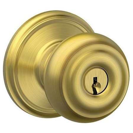 Schlage Georgian Keyed Entry Door Knob Set Satin Brass