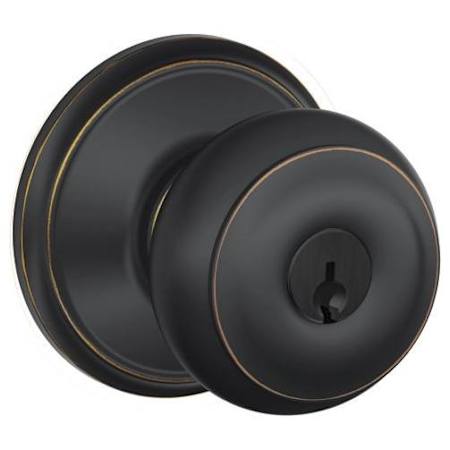 Schlage Georgian Keyed Entry Door Knob Set Aged Bronze