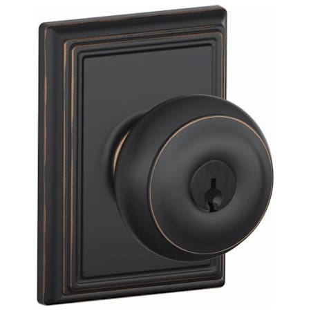 Schlage Georgian Keyed Entry Door Knob Set with Decorative Addison Trim Aged Bronze