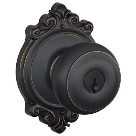 Schlage Georgian Keyed Entry Door Knob Set with Decorative Brookshire Trim Aged Bronze
