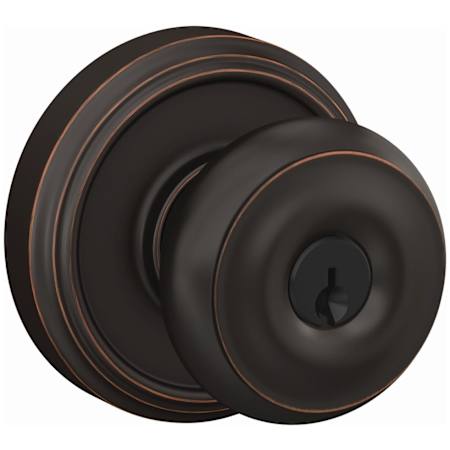 Schlage Custom Georgian Passage or Privacy Door Lever Set with Indy Trim Aged Bronze