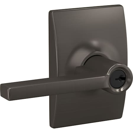 Schlage Custom Latitude Single Cylinder Keyed Entry Door Lever Set with Century Trim Black Stainless