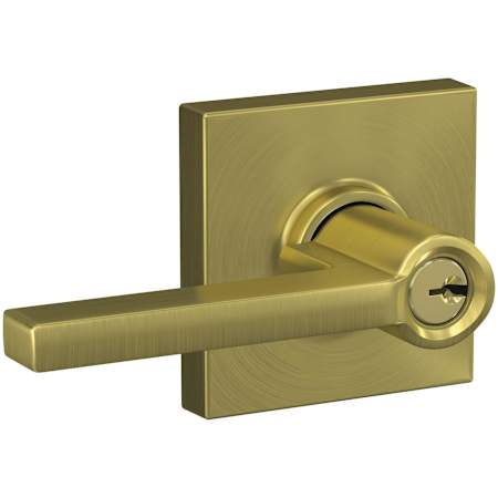 Schlage Latitude Single Cylinder Keyed Entry Door Lever Set with Collins Trim Satin Brass