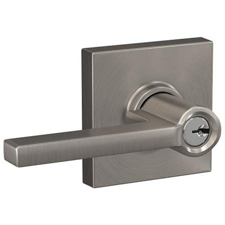 Schlage Latitude Single Cylinder Keyed Entry Door Lever Set with Collins Trim Satin Nickel