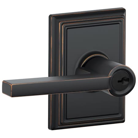 Schlage Latitude Single Cylinder Keyed Entry Door Lever Set with Decorative Addison Trim Aged Bronze