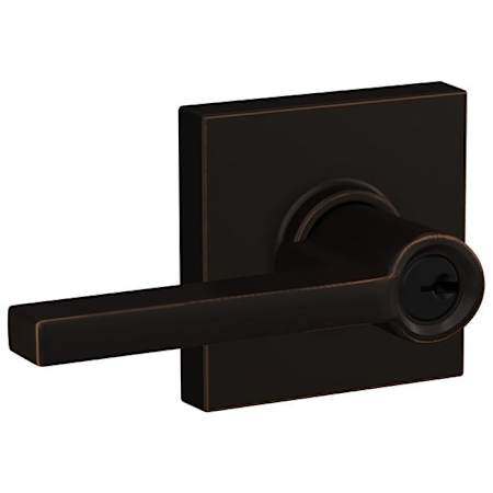 Schlage Latitude Single Cylinder Keyed Entry Door Lever Set with Collins Trim Aged Bronze