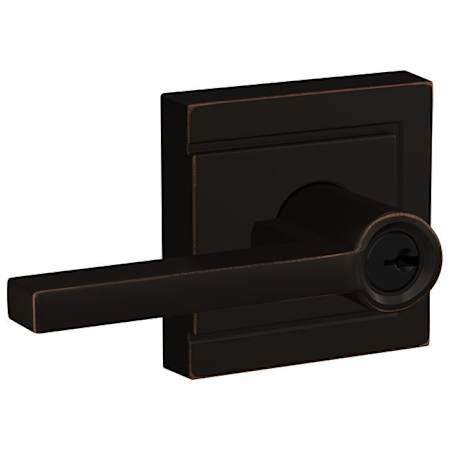 Schlage Latitude Single Cylinder Keyed Entry Door Lever Set with Upland Trim Aged Bronze