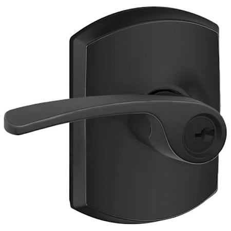 Schlage Merano Single Cylinder Keyed Entry Door Lever Set with Decorative Greenwich Trim Matte Black