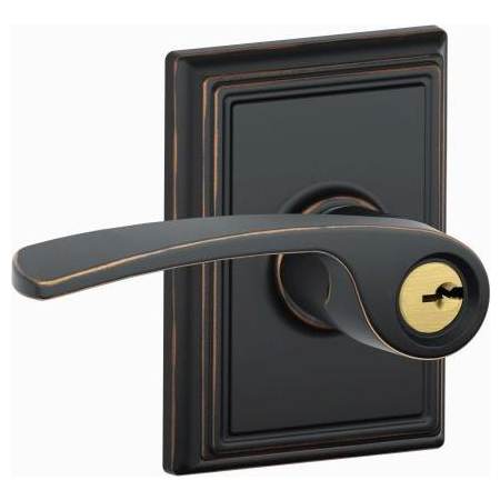 Schlage Merano Single Cylinder Keyed Entry Door Lever Set with Addison Trim Aged Bronze