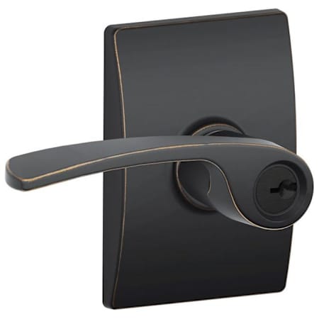 Schlage Merano Single Cylinder Keyed Entry Door Lever Set with Decorative Century Trim Aged Bronze