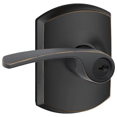 Schlage Merano Single Cylinder Keyed Entry Door Lever Set with Decorative Greenwich Trim Aged Bronze