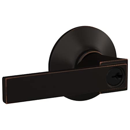 Schlage Northbrook Single Cylinder Keyed Entry Door Lever Set with Plymouth Trim and Interior Plymouth Knob Aged Bronze