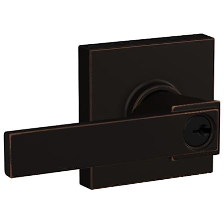 Schlage Northbrook Single Cylinder Keyed Entry Door Lever Set with Collins Trim Aged Bronze