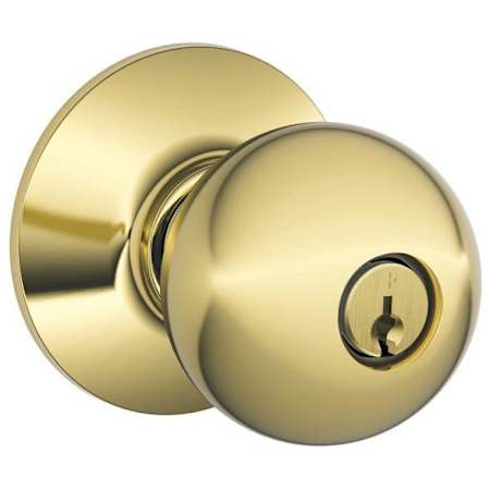 Schlage Orbit Keyed Entry Door Knob Set Lifetime Polished Brass