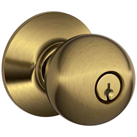 Schlage Orbit Keyed Entry Door Knob Set Antique Brass