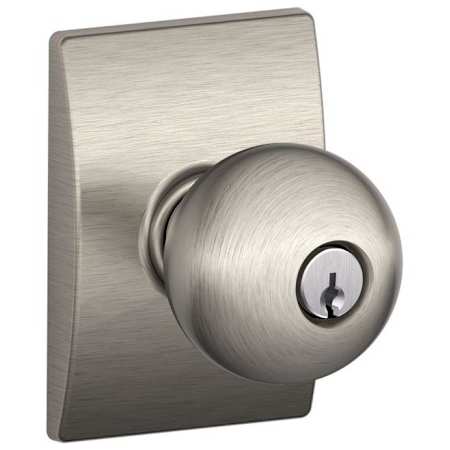 Schlage Orbit Keyed Entry Single Cylinder Door Knob Set with Decorative Century Trim Satin Nickel