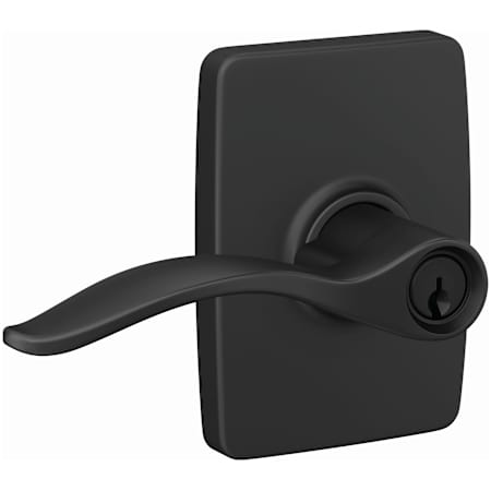 Schlage Custom Pennant Passage or Privacy Door Lever Set with Greene Trim Matte Black