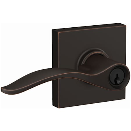 Schlage Custom Pennant Passage or Privacy Door Lever Set with Collins Trim Aged Bronze