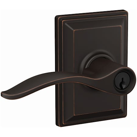 Schlage Custom Pennant Single Cylinder Keyed Entry Door Lever Set with Grandville Trim Aged Bronze