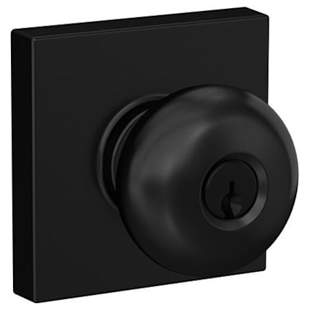 Schlage Plymouth Single Cylinder Keyed Entry Door Knob Set with Collins Trim Matte Black