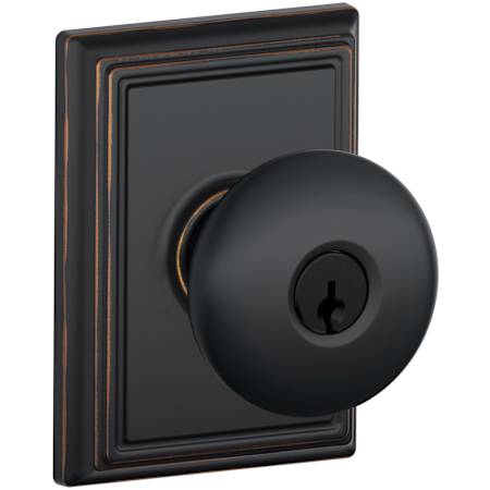 Schlage Plymouth Keyed Entry Single Cylinder Door Knob Set with Decorative Addison Trim Aged Bronze