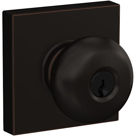 Schlage Plymouth Single Cylinder Keyed Entry Door Knob Set with Collins Trim Aged Bronze