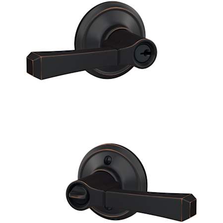 Schlage Custom Rivington Single Cylinder Keyed Entry Door Lever Set with Georgian Trim Aged Bronze