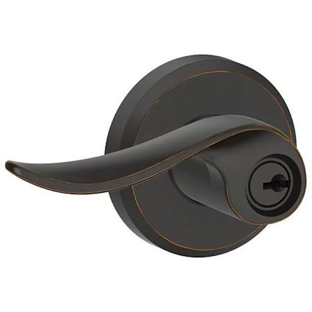 Schlage Sacramento Single Cylinder Keyed Entry Door Lever Set with Decorative Greyson Trim Aged Bronze