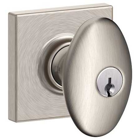Schlage Siena Keyed Entry Single Cylinder Door Knob Set with Decorative Collins Trim Satin Nickel
