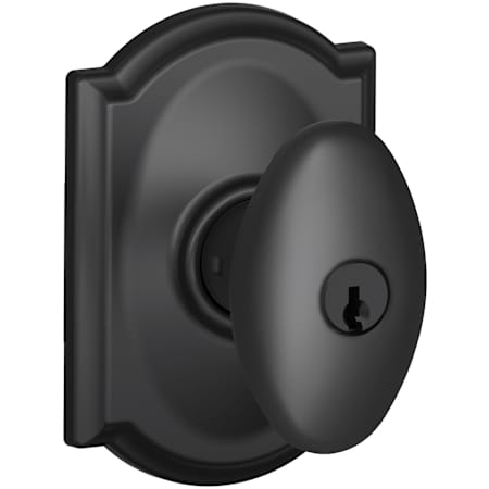 Schlage Siena Keyed Entry Single Cylinder Door Knob Set with Decorative Camelot Trim Matte Black